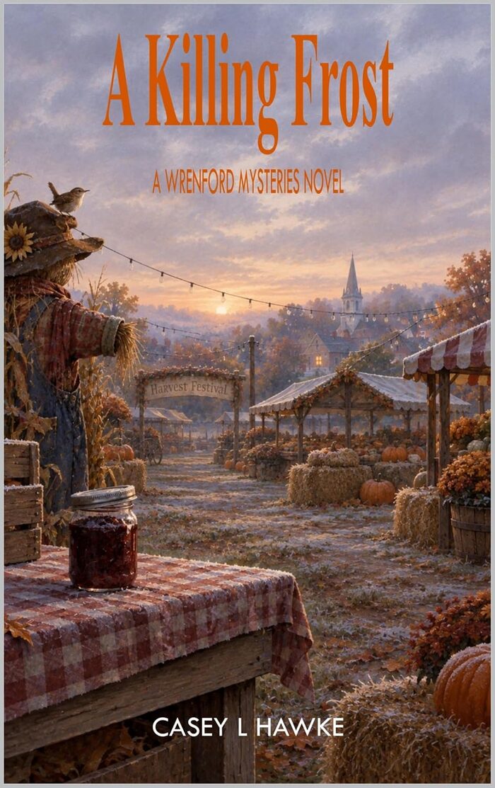 Book cover: A Killing Frost, A Wrenford Mysteries Novel, by Casey Hawke